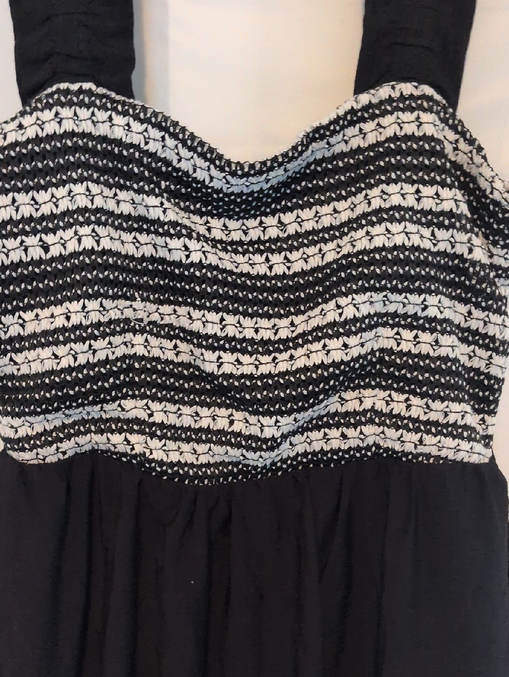 Draper James Striped Crochet Smocked Midi Dress Black White Boho Summer. - Picture 8 of 10